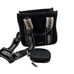 Steve Madden Sherpa Black‎ Tote Bag Removable Strap and Coin Purse